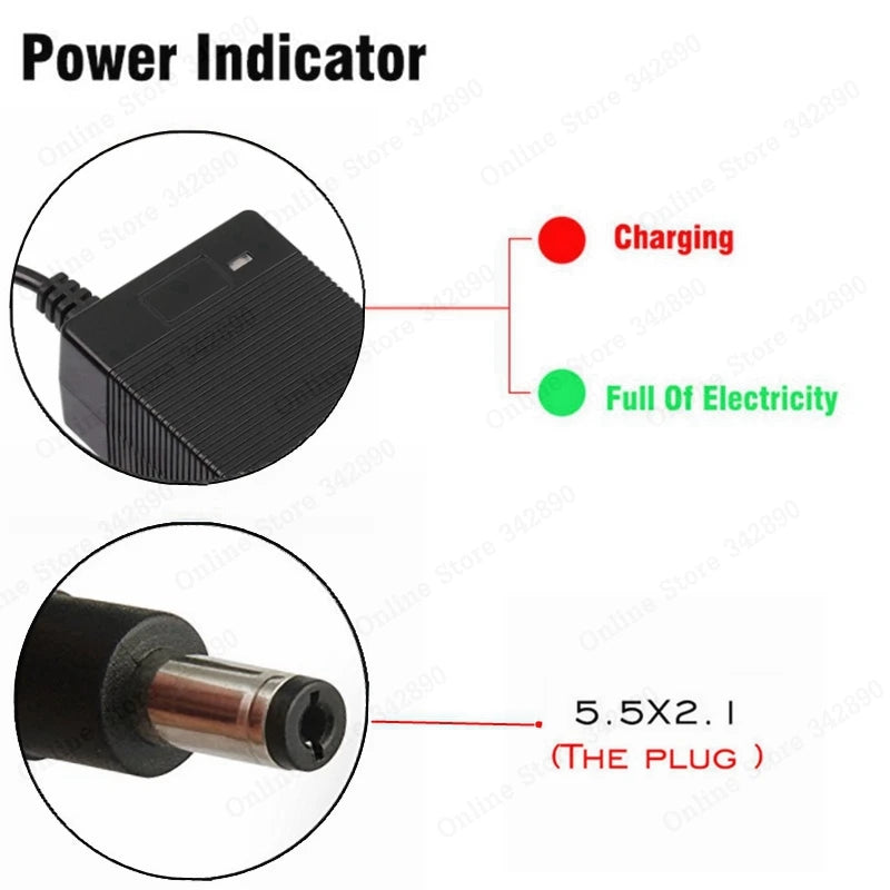 36V 2A Battery Charger Output 42V 2A Charger Input 100-240 VAC Lithium Li-ion Li-poly Charger For 10Series 36V Battery