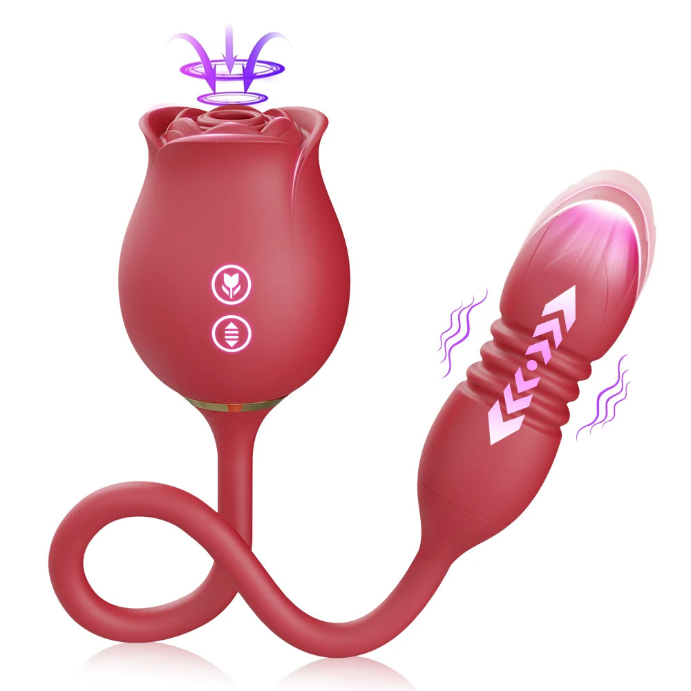 Rose-Sucking Vibrator for Women Thrusting Dildo Nipple Vacuum Sucker Clitoris Stimulator Female Vibrating Egg Adult Sex Toys