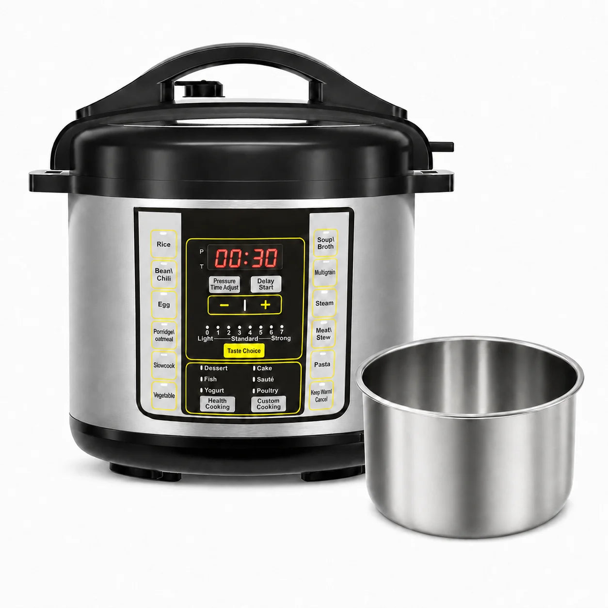 Electric Pressure Cooker 6 Qt 9-in-1 Instant Multi Cooker with Safer Venting Design Stainless Steel 304 Liner for Rice S
