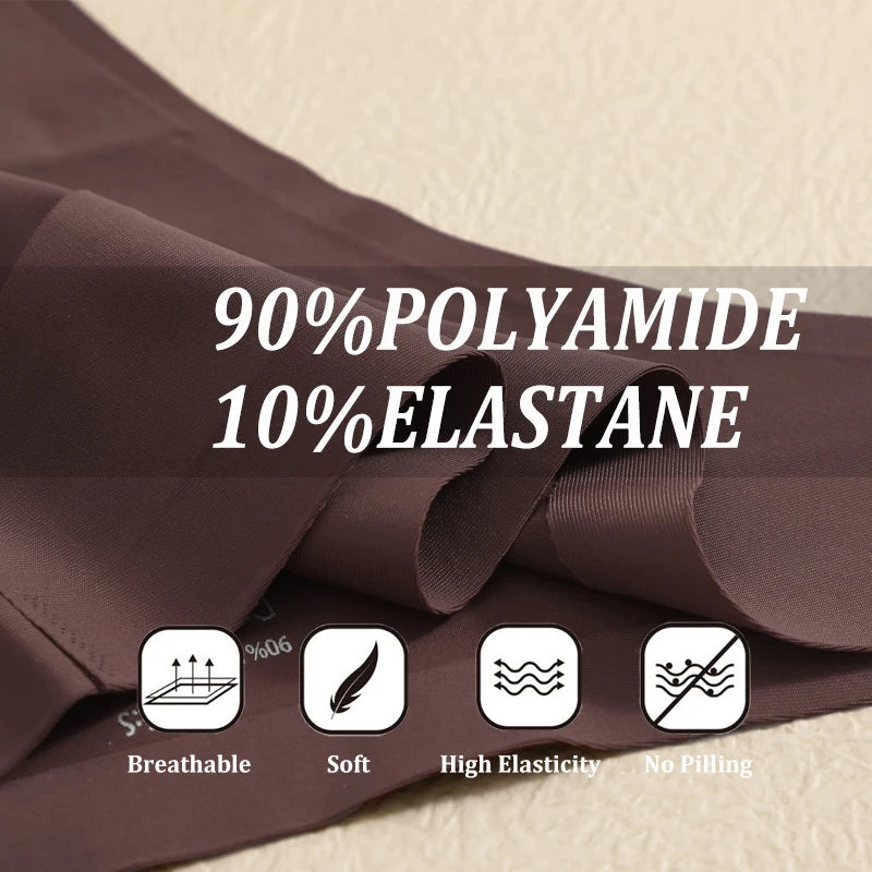 7PCS/Set Ice Silk Seamless Women G-String Panties Sexy Low-Waist Thongs T-Back Female Solid Color Soft Underwear Utral-Thin Pant