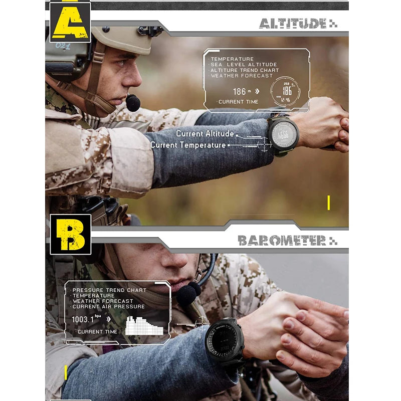 NORTH EDGE Men's Sport Digital Watch Hours Running Swimming Military Army Watches Altimeter Barometer Compass Waterproof 50m